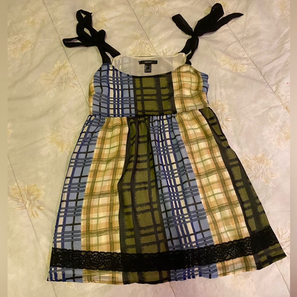 Adult Small/Kids XL Blue Green Yellow Dress